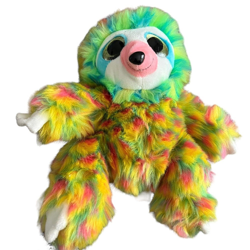 Fiesta Multi color Sloth Plush 11" Fancies Soft Stuffed Animal Sparkly Eyes Flaw